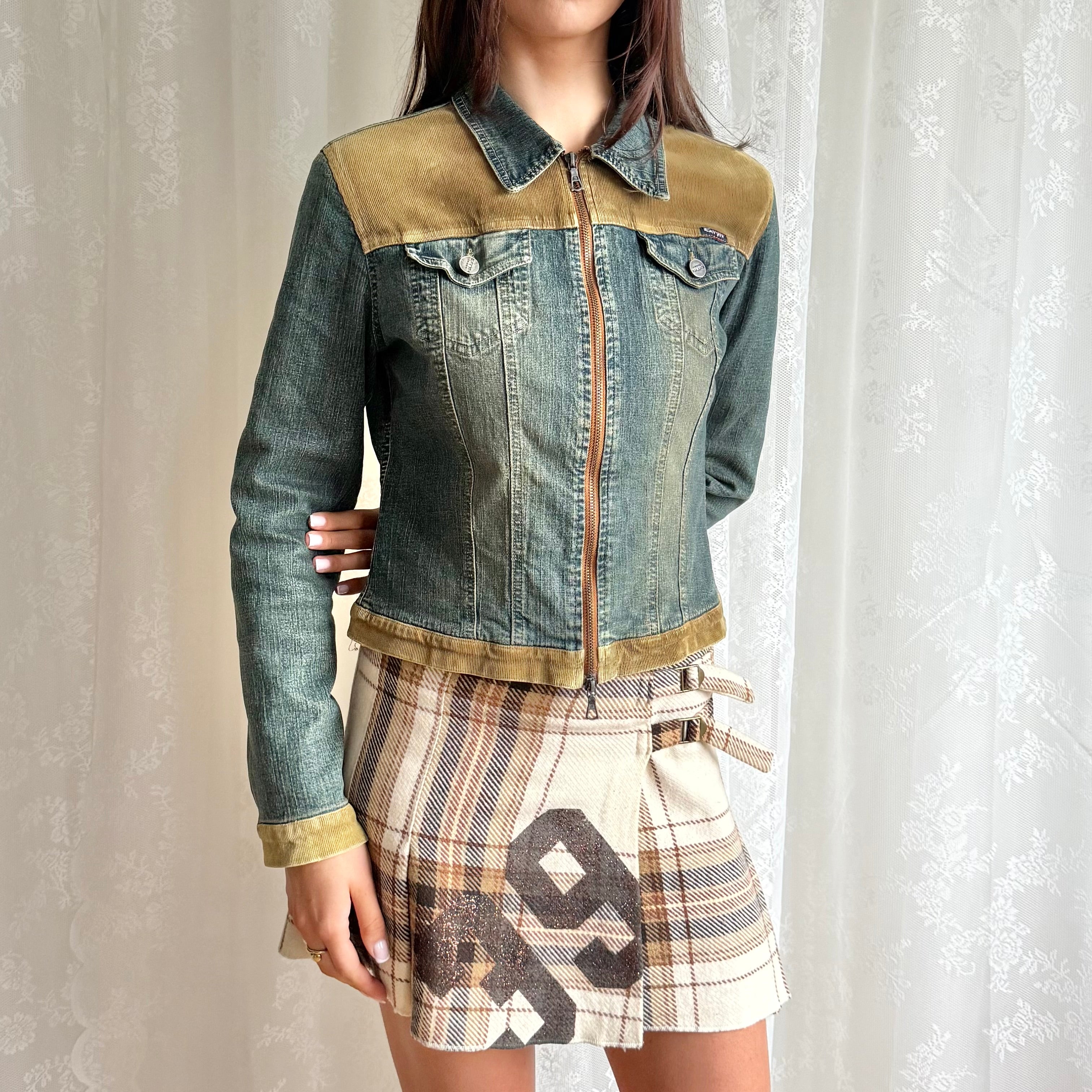 Denim Corduroy Zip Jacket - Size M