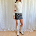 Genuine Leather Patchwork Mini Skirt - Size S