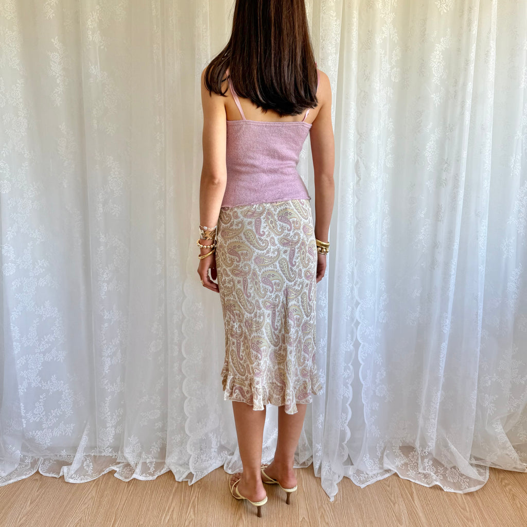 Paisley Asymmetric Midi Skirt - Size S