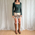 Wool Plaid Pleated Mini Skirt - Size S