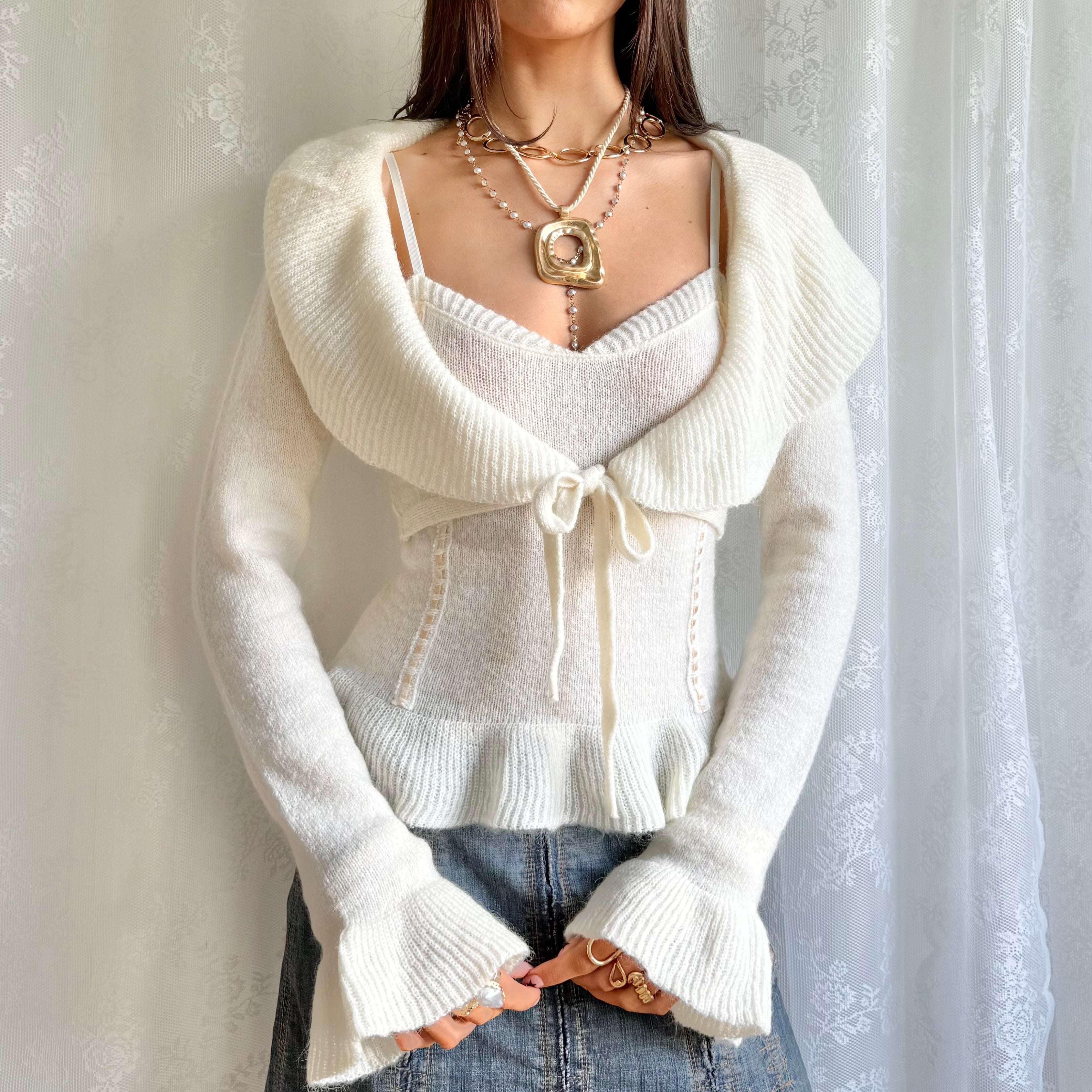 Mohair Knit Cami & Cardigan - Size S
