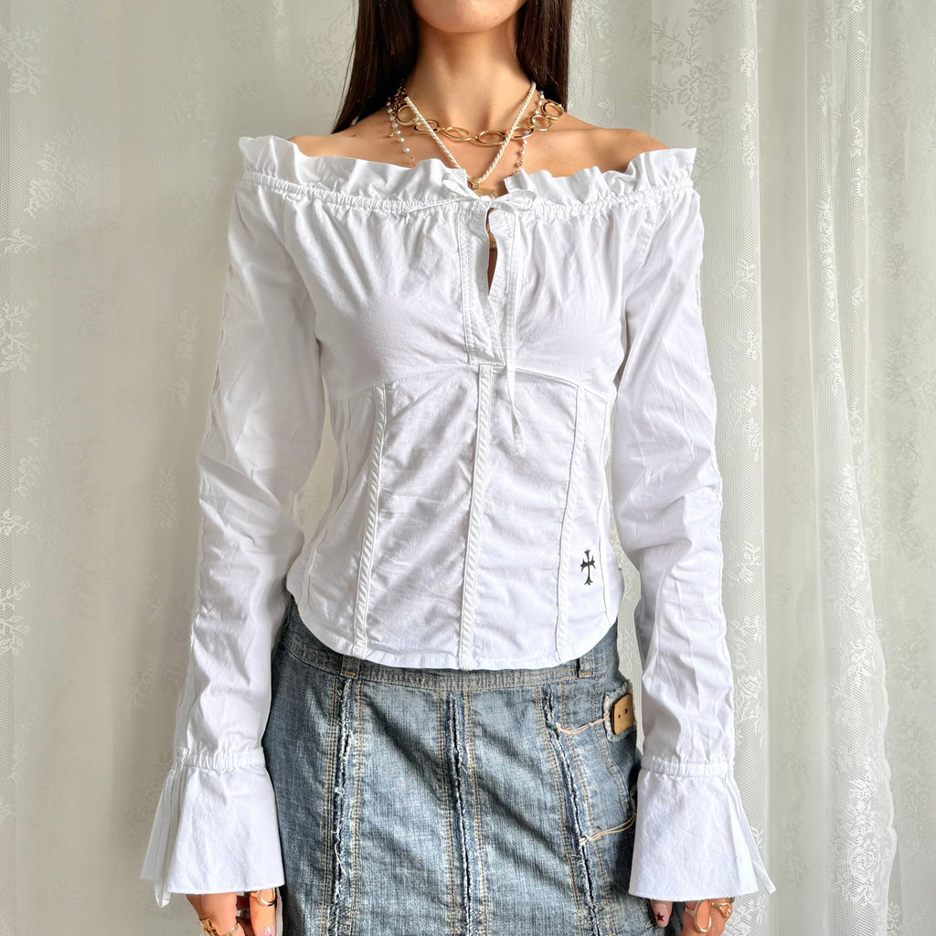 Milkmaid Ruched Shirt - Size M