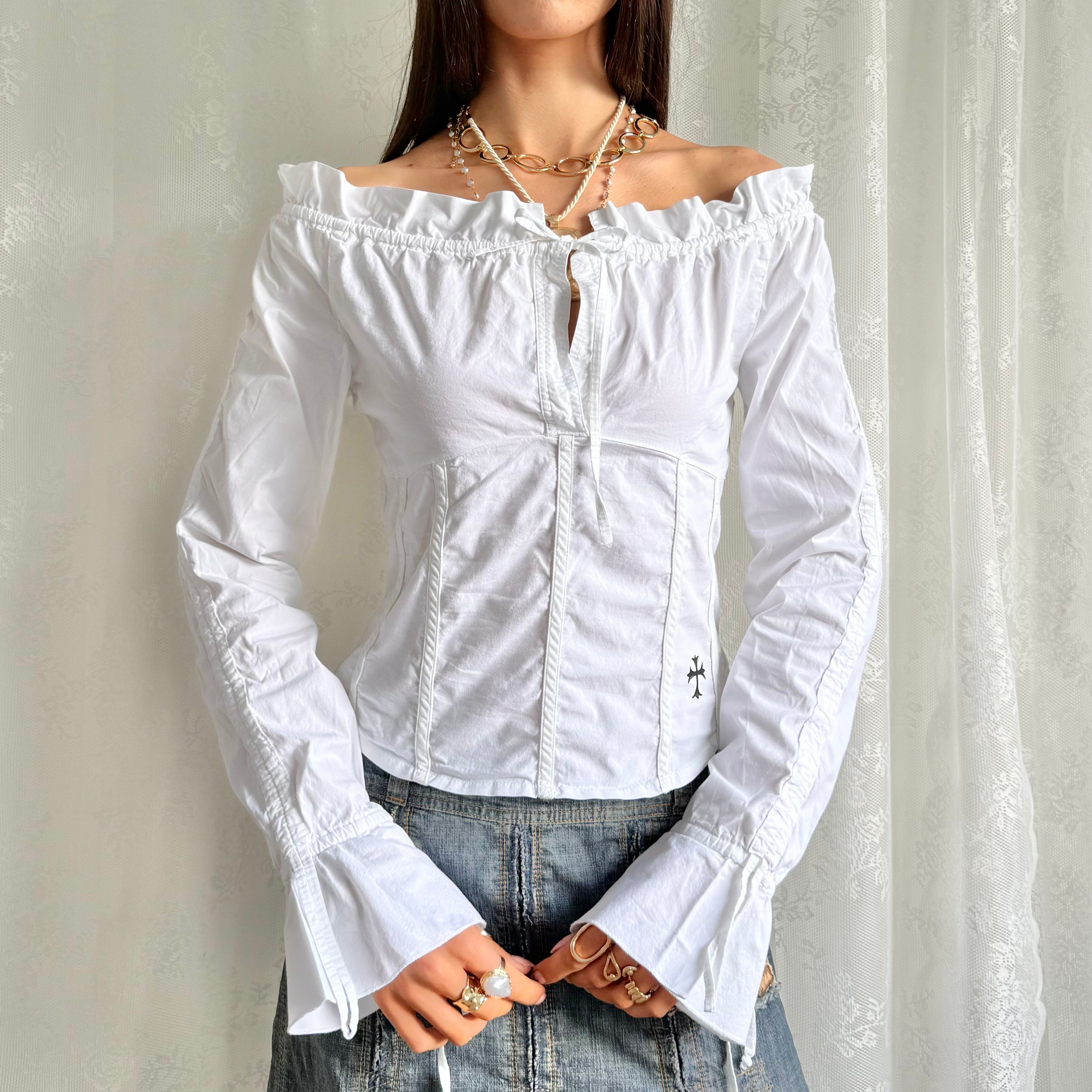 Milkmaid Ruched Shirt - Size M