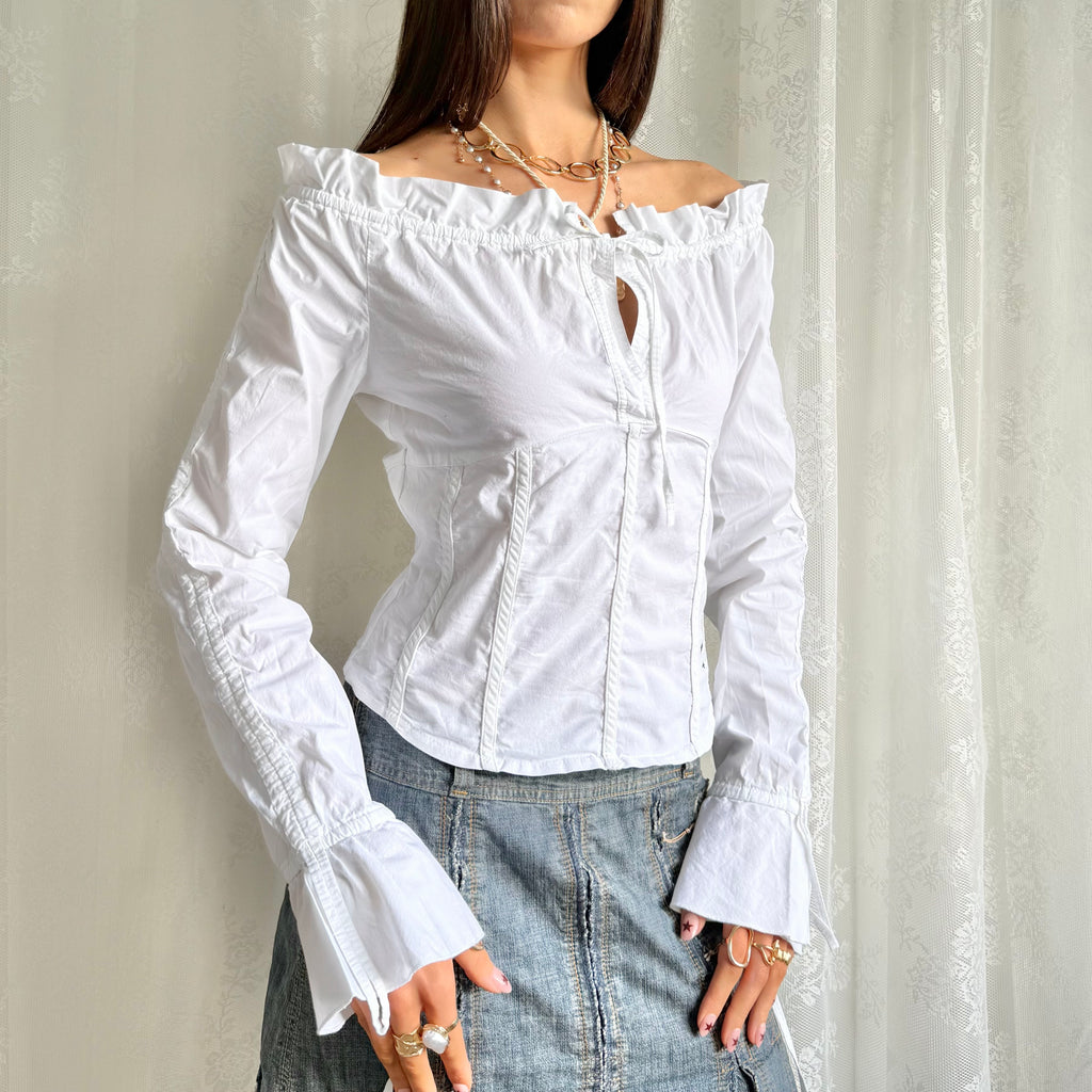 Milkmaid Ruched Shirt - Size M