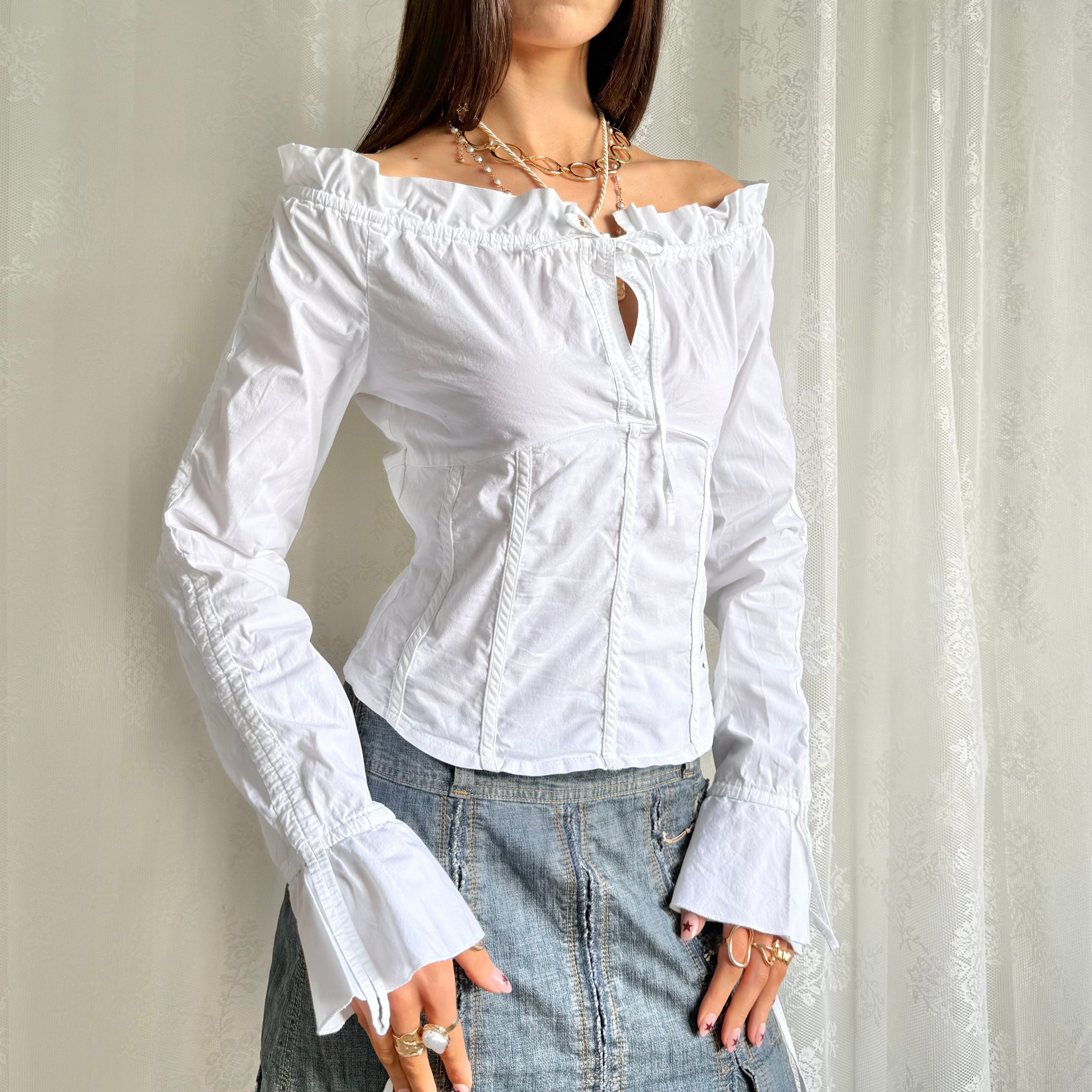 Milkmaid Ruched Shirt - Size M
