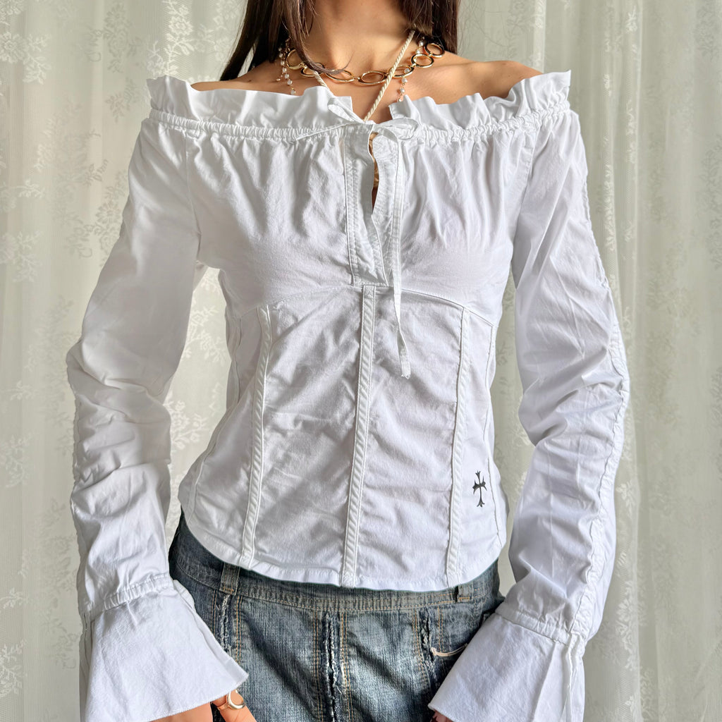 Milkmaid Ruched Shirt - Size M