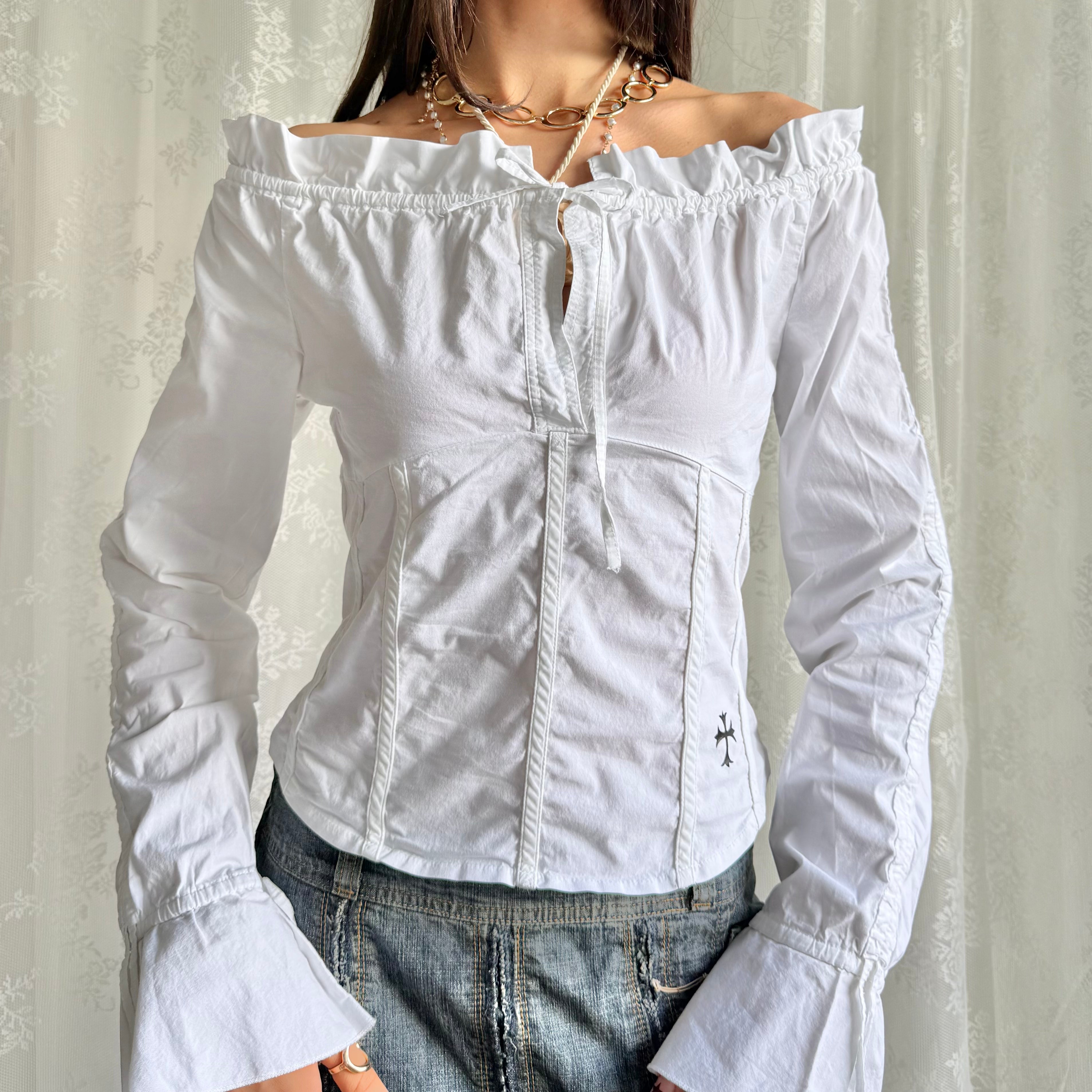 Milkmaid Ruched Shirt - Size M