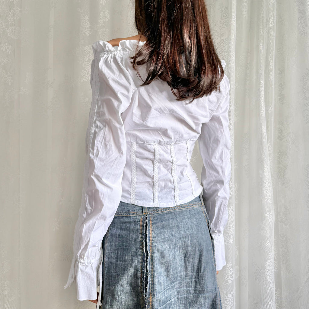 Milkmaid Ruched Shirt - Size M