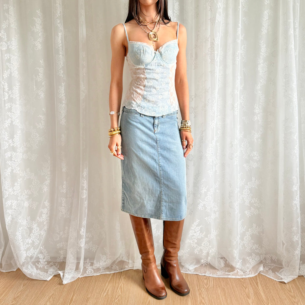 Denim Midi Skirt - Size S