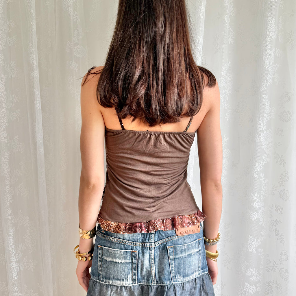 Sequin Mesh Cami - Size S