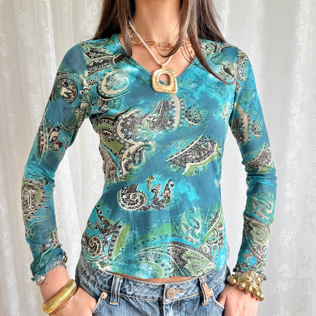 Mesh Long Sleeve Top - Size M