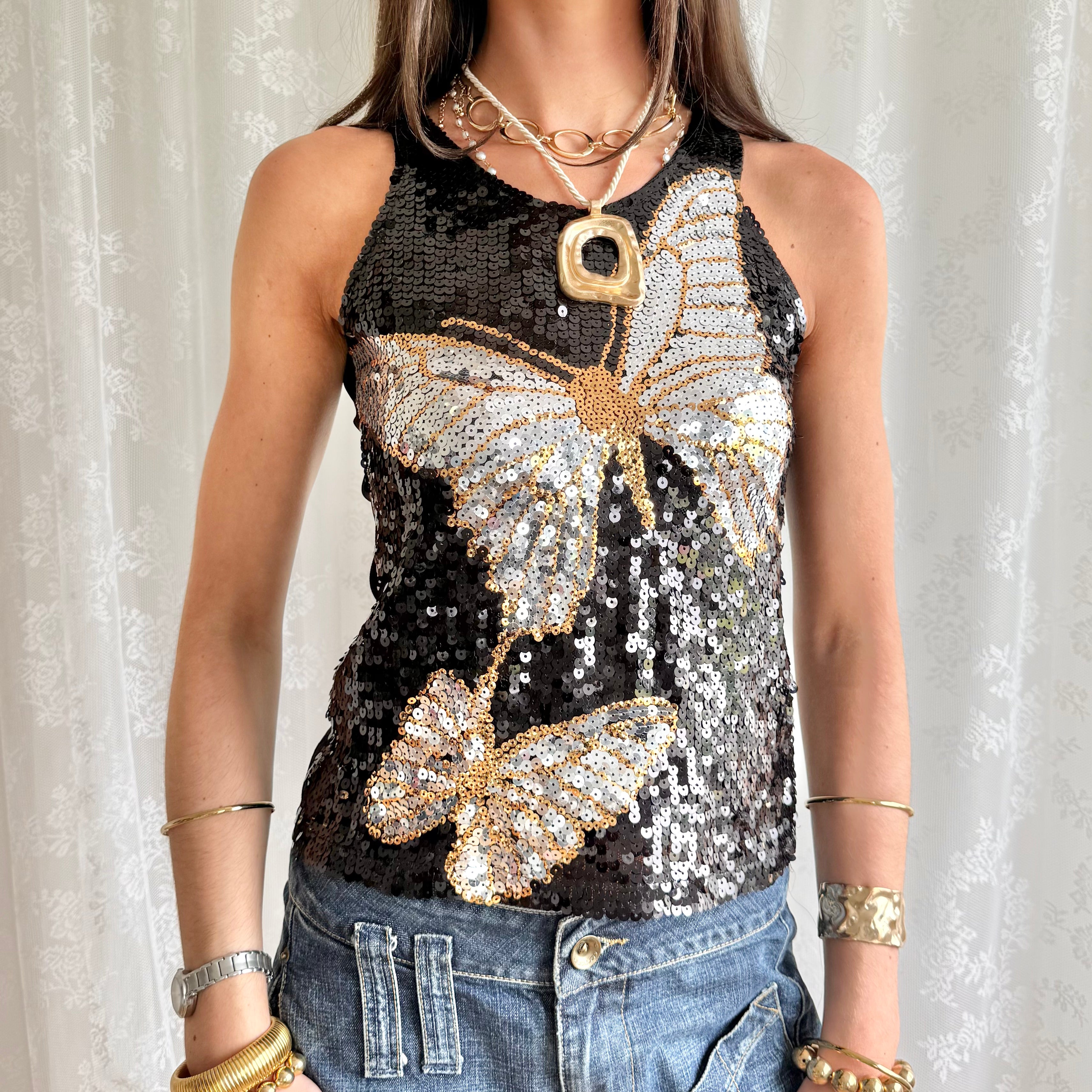 Butterfly Sequin Cami - Size S