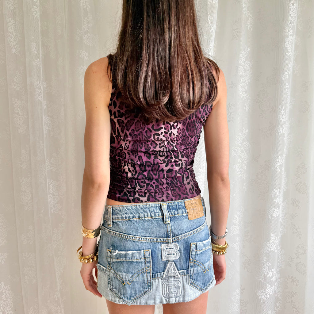 Leopard Mesh Crop Top - Size S