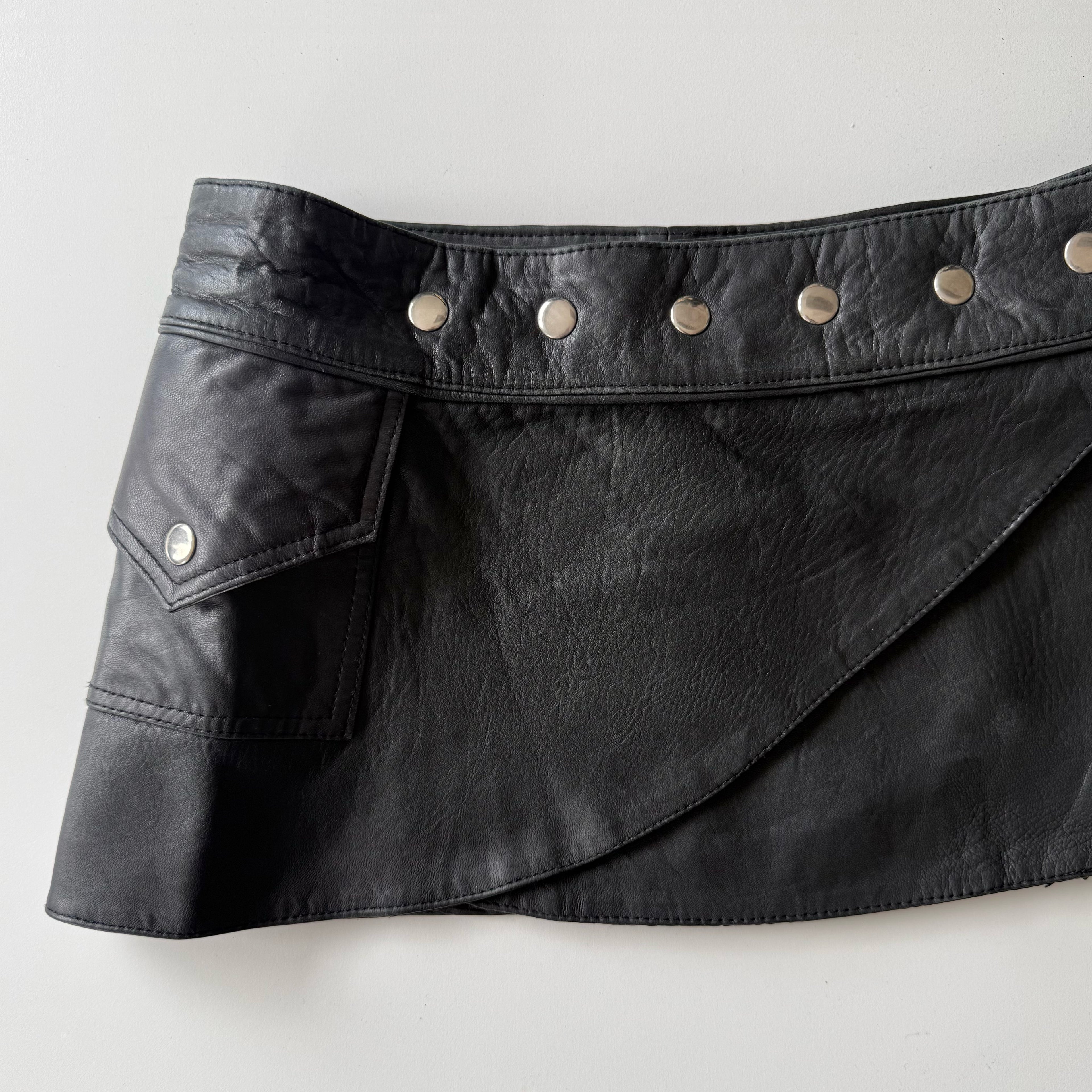 Leather Micro Mini Skirt - Size XS